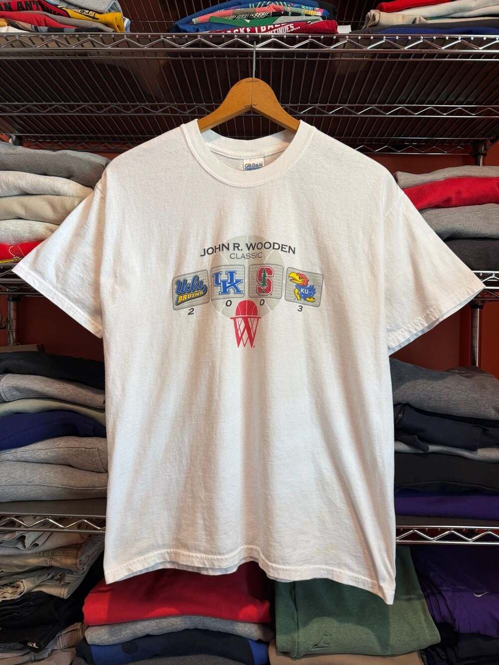 2003 John R. Wooden Classic T-Shirt Mens Large White Cotton Basketball